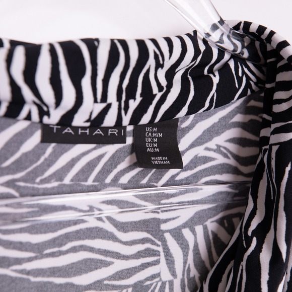Tahari Zebra Print Sleeveless Cowl Neck Blouse Top - Size M - Picture 6 of 12